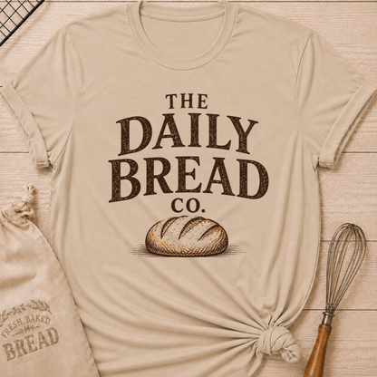 Heather Stone The Daily Bread Co. women's relaxed fit tee with bold vintage lettering and a scored artisan loaf